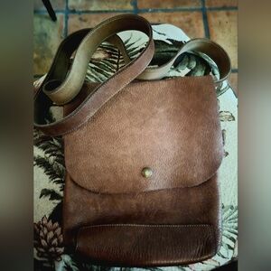 Brown Leather Messenger Bag--Unisex